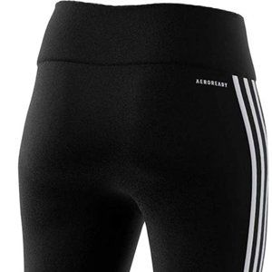 🆕adidas Women's Designed 2 Move 3-Stripes 3/4 Tights, Black/White, NWT, Auth.